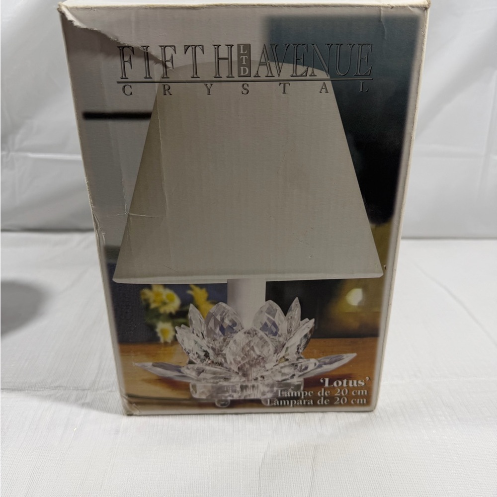 Crystal Lotus Table Lamp with Beige Shade - Picture 7 of 8